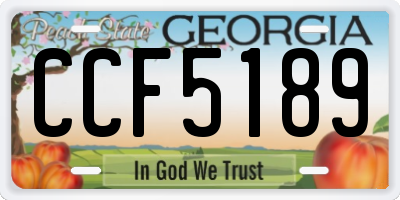 GA license plate CCF5189