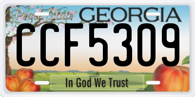 GA license plate CCF5309