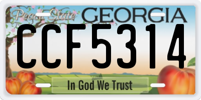 GA license plate CCF5314