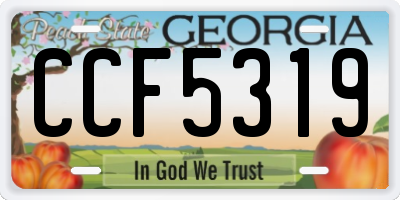 GA license plate CCF5319
