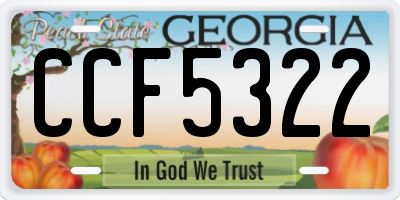 GA license plate CCF5322