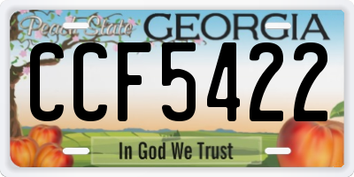 GA license plate CCF5422