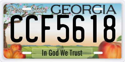 GA license plate CCF5618