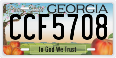 GA license plate CCF5708