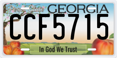 GA license plate CCF5715