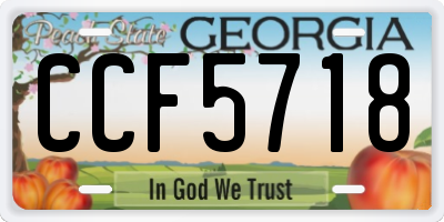 GA license plate CCF5718