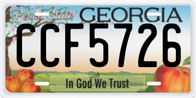 GA license plate CCF5726