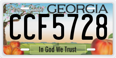 GA license plate CCF5728