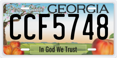 GA license plate CCF5748