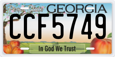 GA license plate CCF5749