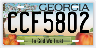 GA license plate CCF5802