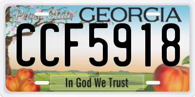 GA license plate CCF5918