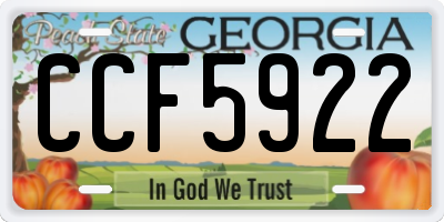 GA license plate CCF5922