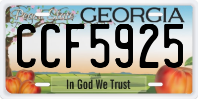 GA license plate CCF5925