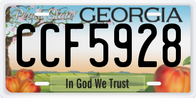 GA license plate CCF5928
