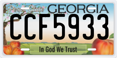 GA license plate CCF5933