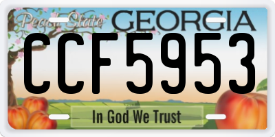 GA license plate CCF5953