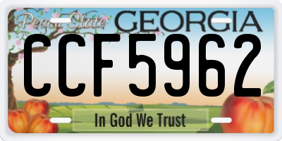 GA license plate CCF5962