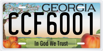 GA license plate CCF6001