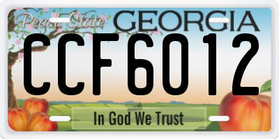 GA license plate CCF6012