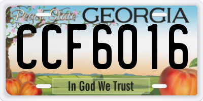 GA license plate CCF6016