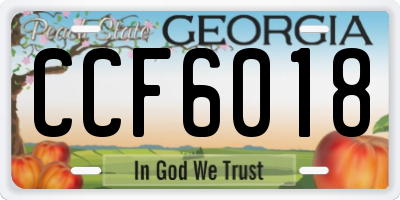 GA license plate CCF6018