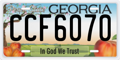 GA license plate CCF6070
