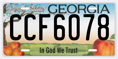 GA license plate CCF6078