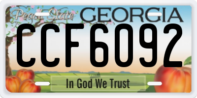 GA license plate CCF6092
