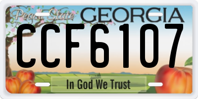 GA license plate CCF6107