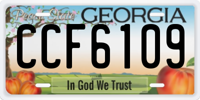 GA license plate CCF6109