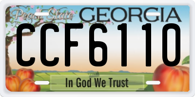 GA license plate CCF6110