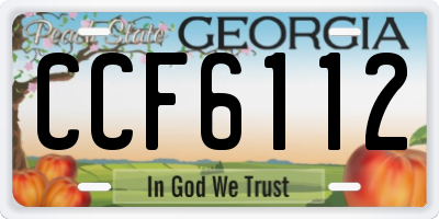 GA license plate CCF6112