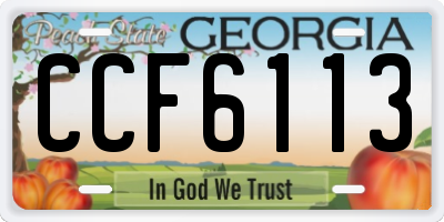 GA license plate CCF6113