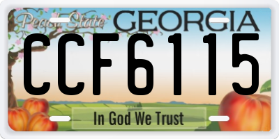 GA license plate CCF6115