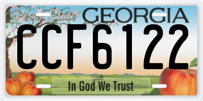 GA license plate CCF6122