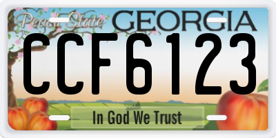 GA license plate CCF6123