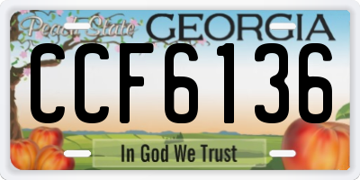 GA license plate CCF6136