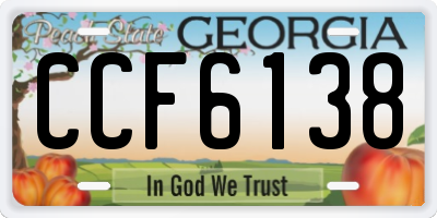 GA license plate CCF6138