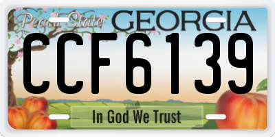 GA license plate CCF6139