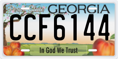 GA license plate CCF6144