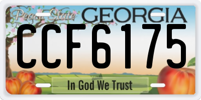 GA license plate CCF6175