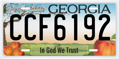 GA license plate CCF6192