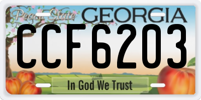 GA license plate CCF6203