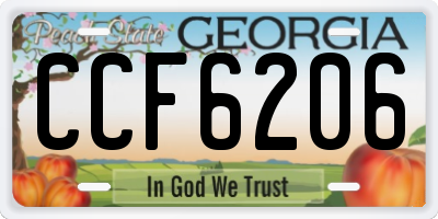 GA license plate CCF6206