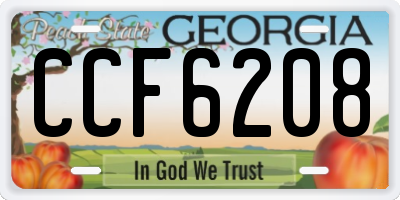 GA license plate CCF6208