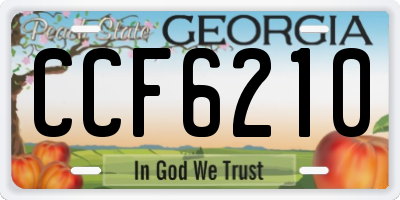GA license plate CCF6210