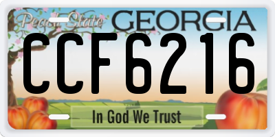 GA license plate CCF6216
