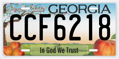 GA license plate CCF6218