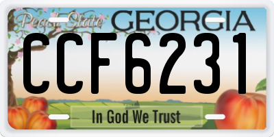 GA license plate CCF6231